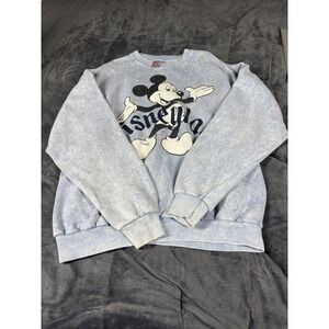 Vintage Disneyland Mickey Mouse Sweatshirt Light Blue Acid Wash one size fit all